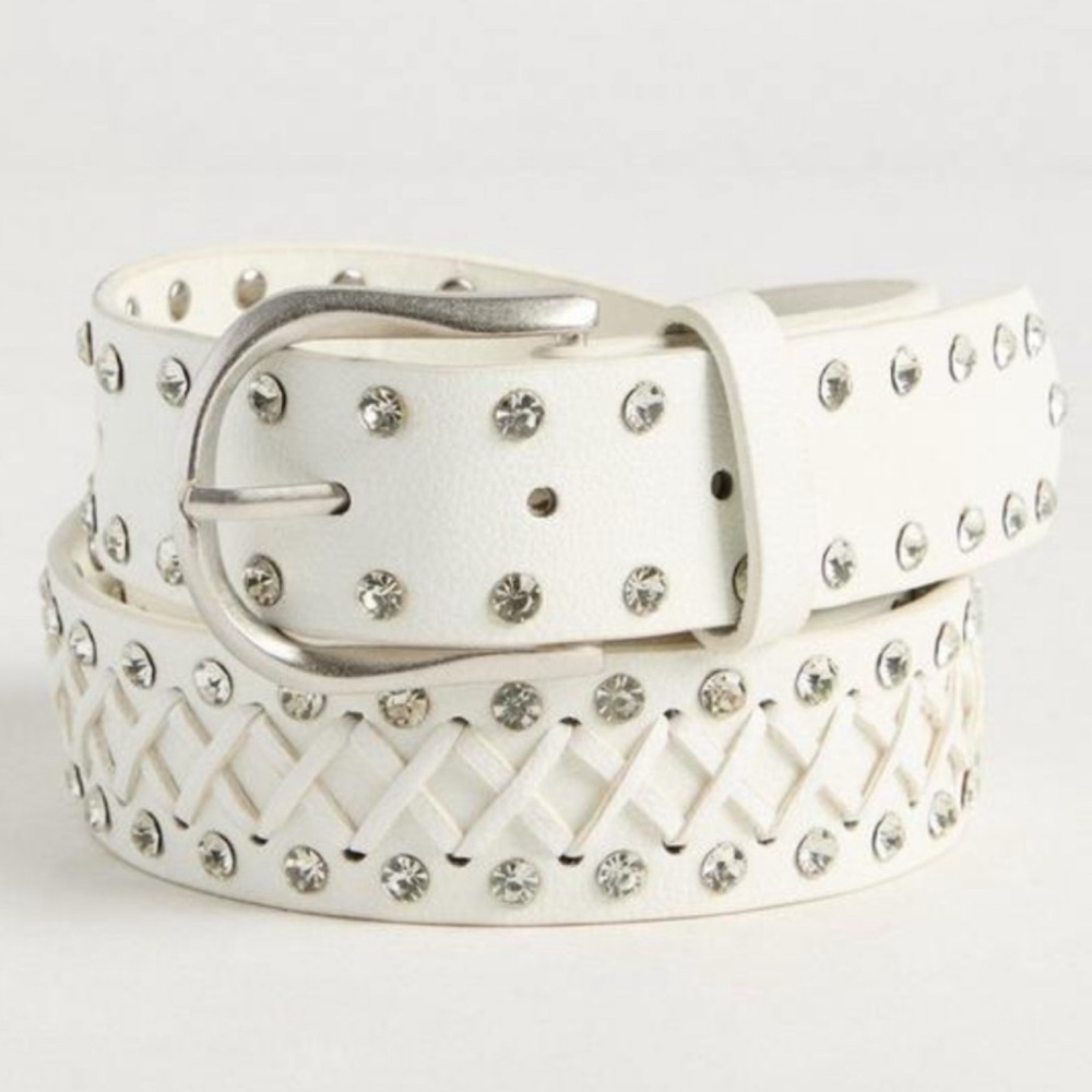 🆕 White Rhinestone Denim Belt 1 1X 14 16 NWT Torrid New!